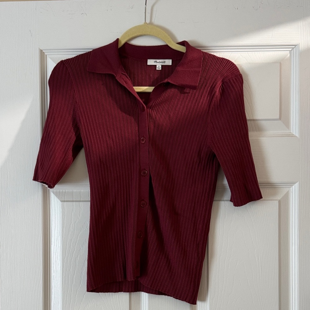 Madewell Burgundy Ribbed Button Down Shirt